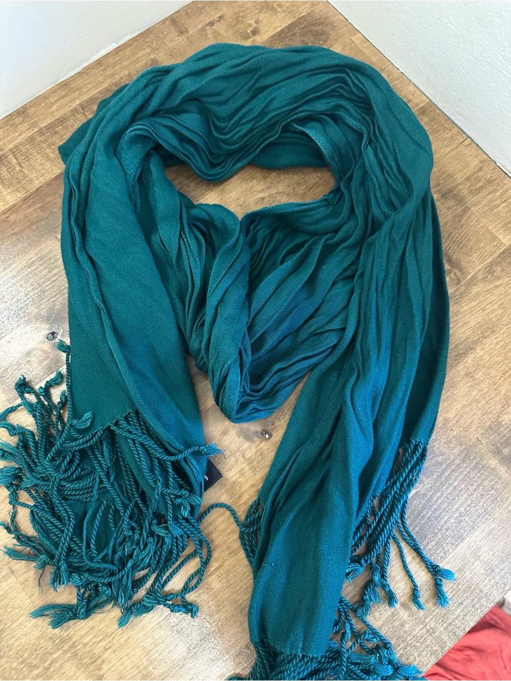 Jones New York Green Fringe Wrap Scarf
